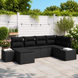 Outdoor Garden Sofa Set 6 Piece Poly Rattan Modular Patio Furniture with