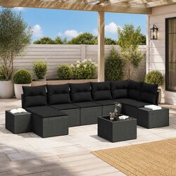 7 Piece Outdoor Garden Sofa Set Modular Sectional Patio Furniture Black Poly