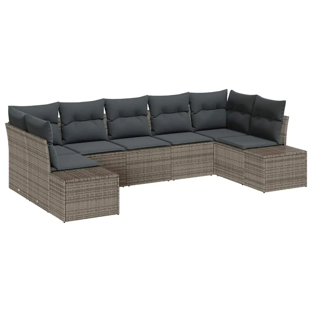 Modular Garden Sofa Set 7 Piece Grey Rattan Seating with Storage