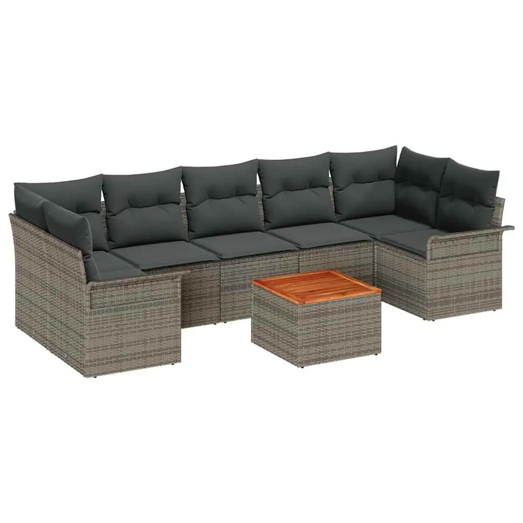 Modular Garden Sofa Set 8 Pieces Poly Rattan Grey with Storage