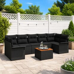 Outdoor Sofa Set 8 Piece Modular Garden Lounge Patio Seating Black Poly Rattan