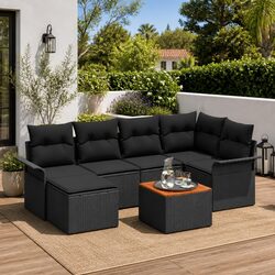 Outdoor Sofa Set 7 Pcs Modular Garden Seating Corner Lounge Furniture Storage
