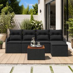 Outdoor Garden Sofa Set 6 Piece Modular Lounge Patio Furniture Black