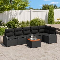 Outdoor Garden Sofa Set 7 Piece Modular Poly Rattan Black Patio Furniture