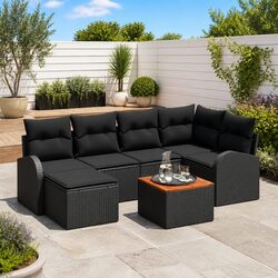 Outdoor Garden Sofa Set 7 Pieces Modular Patio Furniture Rattan with Storage Bag