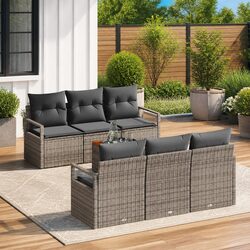 Garden Sofa Set 7 pcs Outdoor Furniture Modular Lounge with Storage Grey