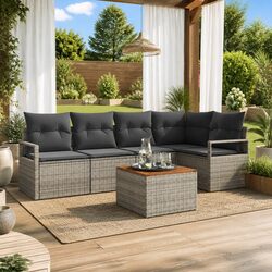 Garden Sofa Set 6 pcs Modular Outdoor Furniture with Storage Grey