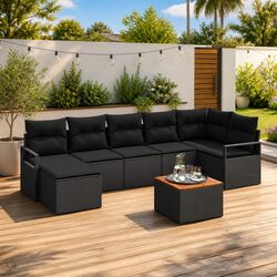 Garden Sofa Set 8pcs Outdoor Furniture Modular Lounge Seating with Storage Table