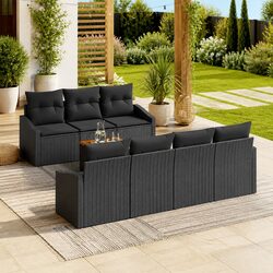 Garden Sofa Set 8 Piece Modular Outdoor Furniture Black Poly Rattan Seating
