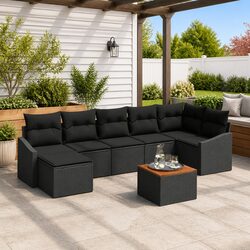 8 Piece Modular Garden Sofa Set with Storage Outdoor Lounge Furniture Black
