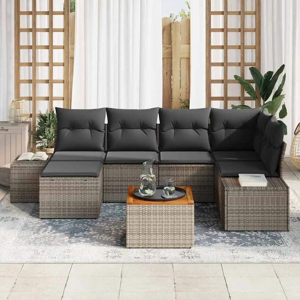 Garden Sofa Set 7 Pcs Outdoor Furniture Modular Patio Sectional Grey Lounge