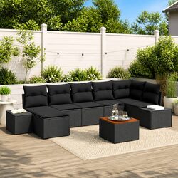 Garden Sofa Set 8 Piece Outdoor Furniture Modular Seating Black Rattan Style