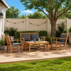 Garden Sofa Set 4 Piece Outdoor Seating Patio Furniture Brown Contemporary