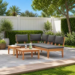 Outdoor Garden Sofa Set 4 Piece Brown Grey Patio Furniture Lounge Seating