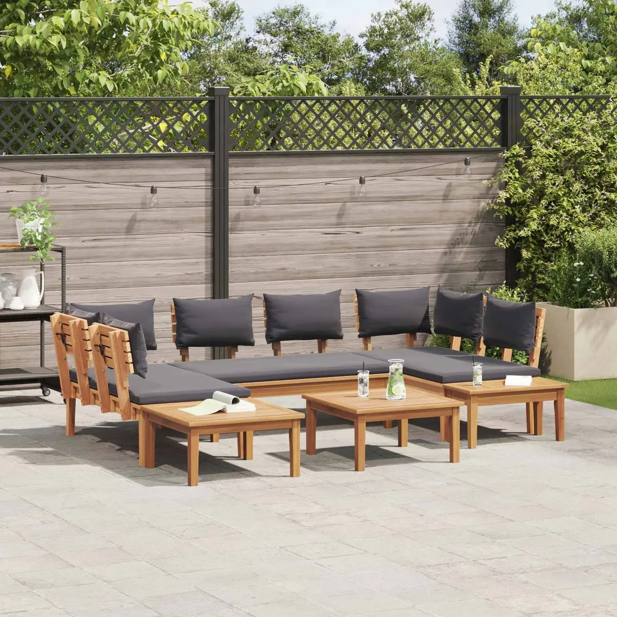 4 Piece Modern Garden Sofa Set Outdoor Patio Seating Furniture Brown Grey