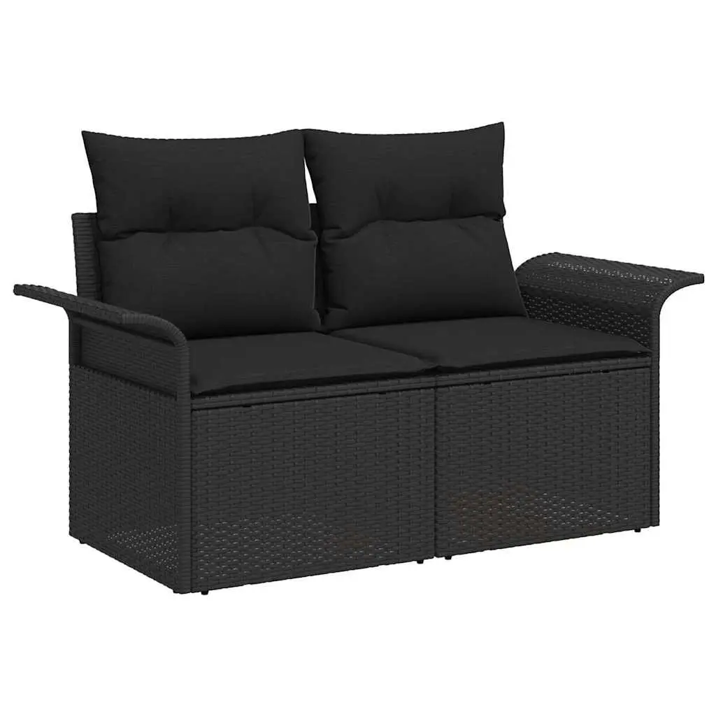 Modular Garden Sofa Set 6 Pieces Black Poly Rattan Outdoor Furniture Patio