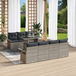 Grey Poly Rattan Garden Sofa Set 8 Piece Modular Outdoor Furniture with
