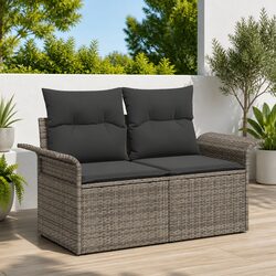 Garden Sofa Set 6 Piece Outdoor Furniture Grey Poly Rattan Modular Lounge