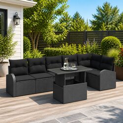 Garden Sofa Set 7pc Modular Outdoor Seating Poly Rattan Patio Furniture with