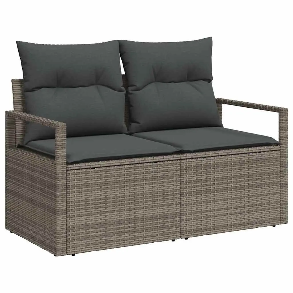 Modular Garden Sofa Set 7 Pieces Grey Poly Rattan Outdoor Furniture with