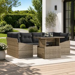 Outdoor Garden Sofa Set 7 Piece Modular Patio Furniture with Storage Black