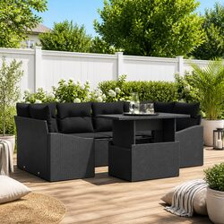 Outdoor Garden Sofa Set 7 Piece Modular Poly Rattan Patio Furniture with