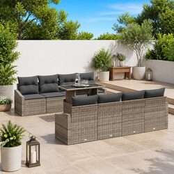 Modular Garden Sofa Set 9 Pieces Outdoor Patio Furniture Poly Rattan Black