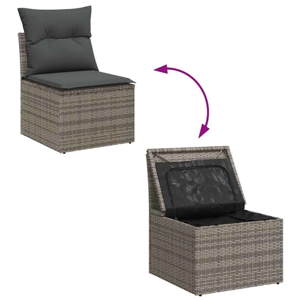 Modular Garden Sofa Set 9 Pieces Outdoor Patio Furniture Poly Rattan Black