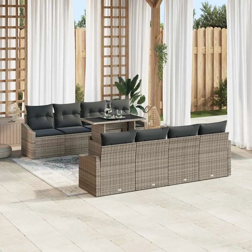 Modular Garden Sofa Set 9 Pieces Outdoor Patio Furniture Poly Rattan Black