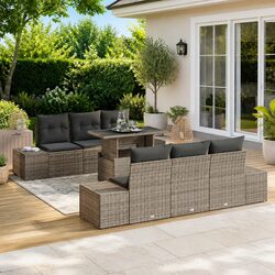 Garden Sofa Set 7 Piece Grey Outdoor Seating Modular Patio Furniture with