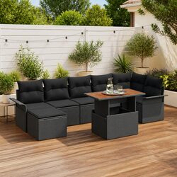 8-Piece Modular Garden Sofa Set with Storage Outdoor Patio Furniture Black