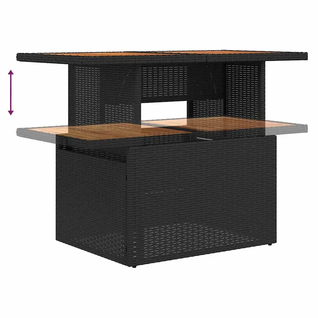 Garden Sofa Set 9 Pieces Outdoor Furniture Black Poly Rattan with Storage Table