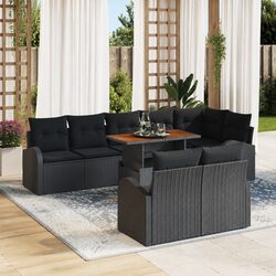 Garden Sofa Set 9 pcs Black Outdoor Furniture Modular Sectional with Storage