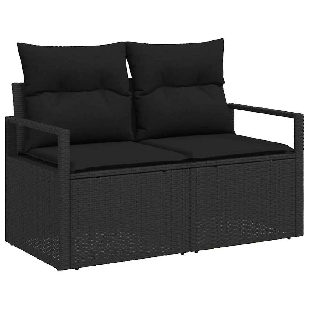 Modular Garden Sofa Set 8 Piece Black Poly Rattan
