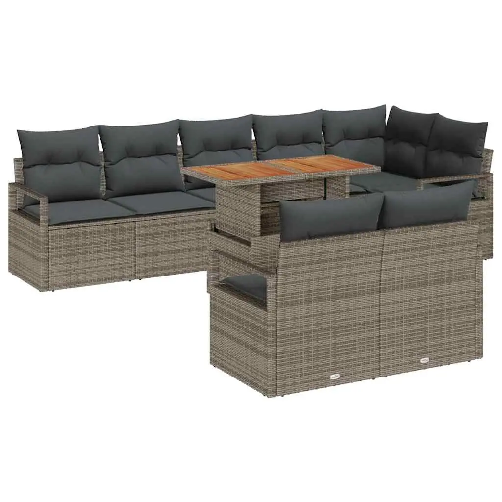 Garden Sofa Set Outdoor Furniture 9 Piece Grey Modular Patio Seating with