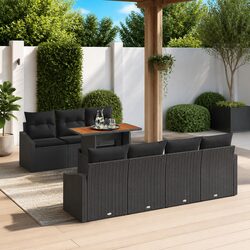 Garden Sofa Set 8 Pieces Outdoor Furniture Modular Seating Black Poly Rattan
