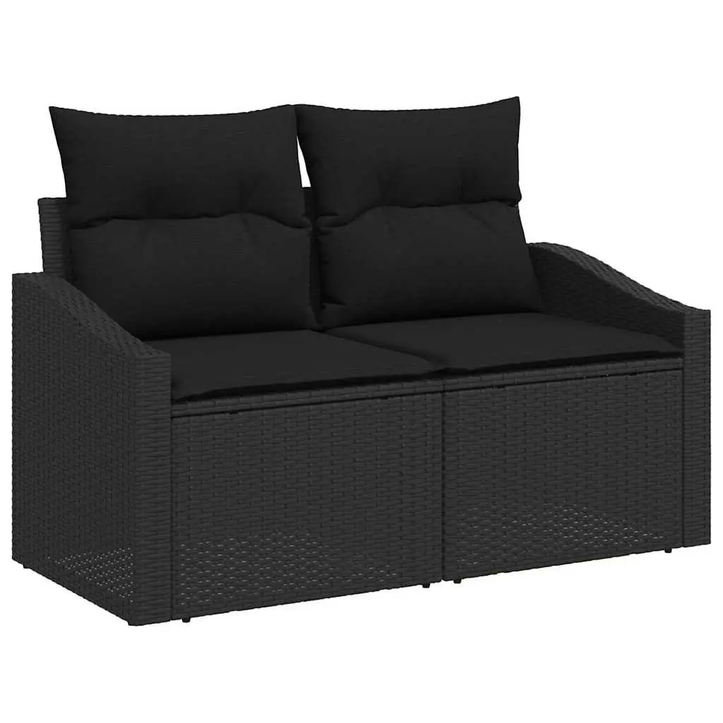 Garden Sofa Set 9 Pieces Black Outdoor Furniture Poly Rattan Modular Lounge