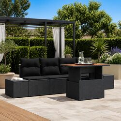Garden Sofa Set 5 Piece Outdoor Furniture Patio Lounge with Storage Black