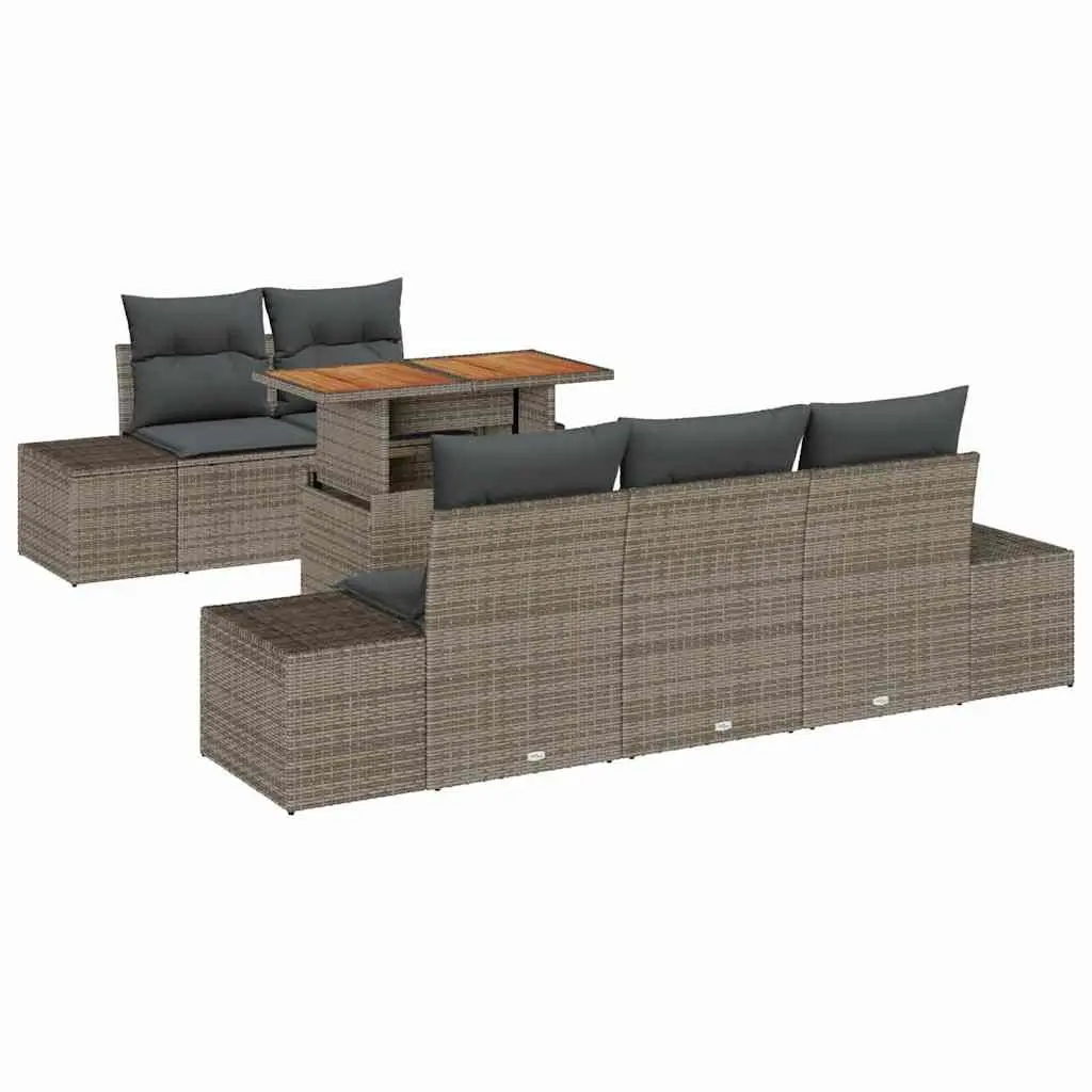 Garden Sofa Set Modular Outdoor Furniture 6 Pieces Grey with Storage Cushions