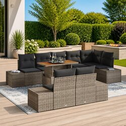 Outdoor Garden Sofa Set 9 Piece Modular Grey Lounge Patio Furniture Storage