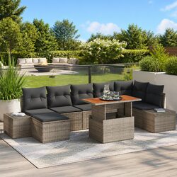 Garden Sofa Set 8 Piece Outdoor Furniture Patio Sectional with Storage Grey
