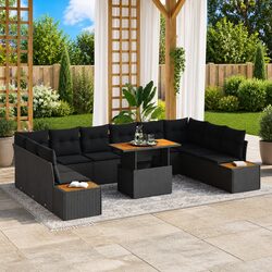 Garden Sofa Set 11 Piece Outdoor Furniture Rattan Modular Seating Storage