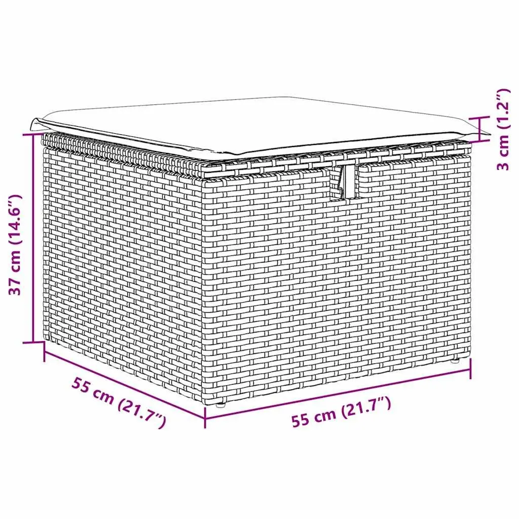 Outdoor Sofa Set 4 pcs Grey Poly Rattan Garden Furniture with Storage Cushion