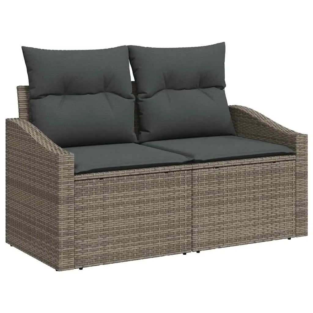 Outdoor Sofa Set with Storage Grey Poly Rattan Garden Furniture Modular Seating