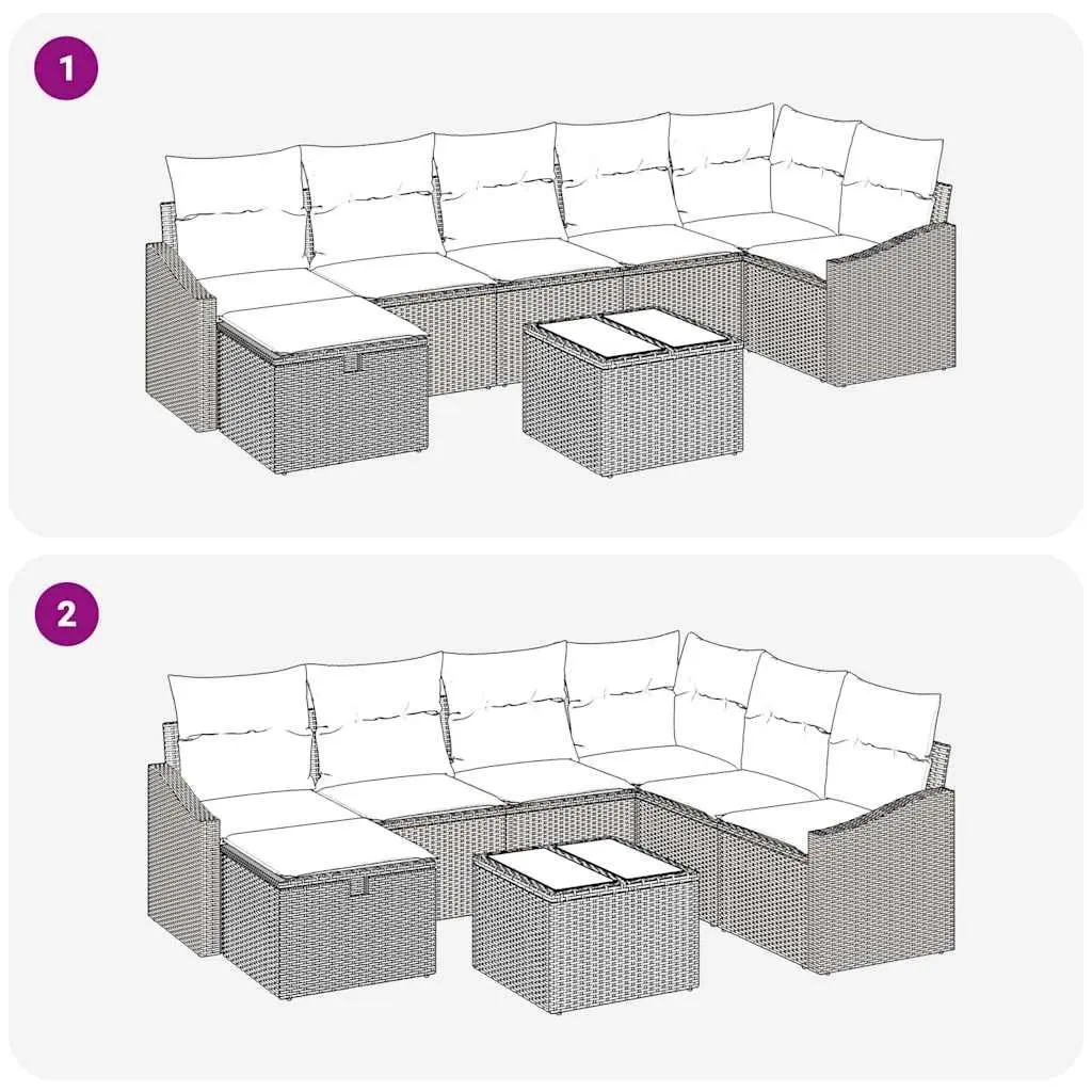 Grey Poly Rattan Outdoor Sofa Set with Storage Cushioned Modular Garden