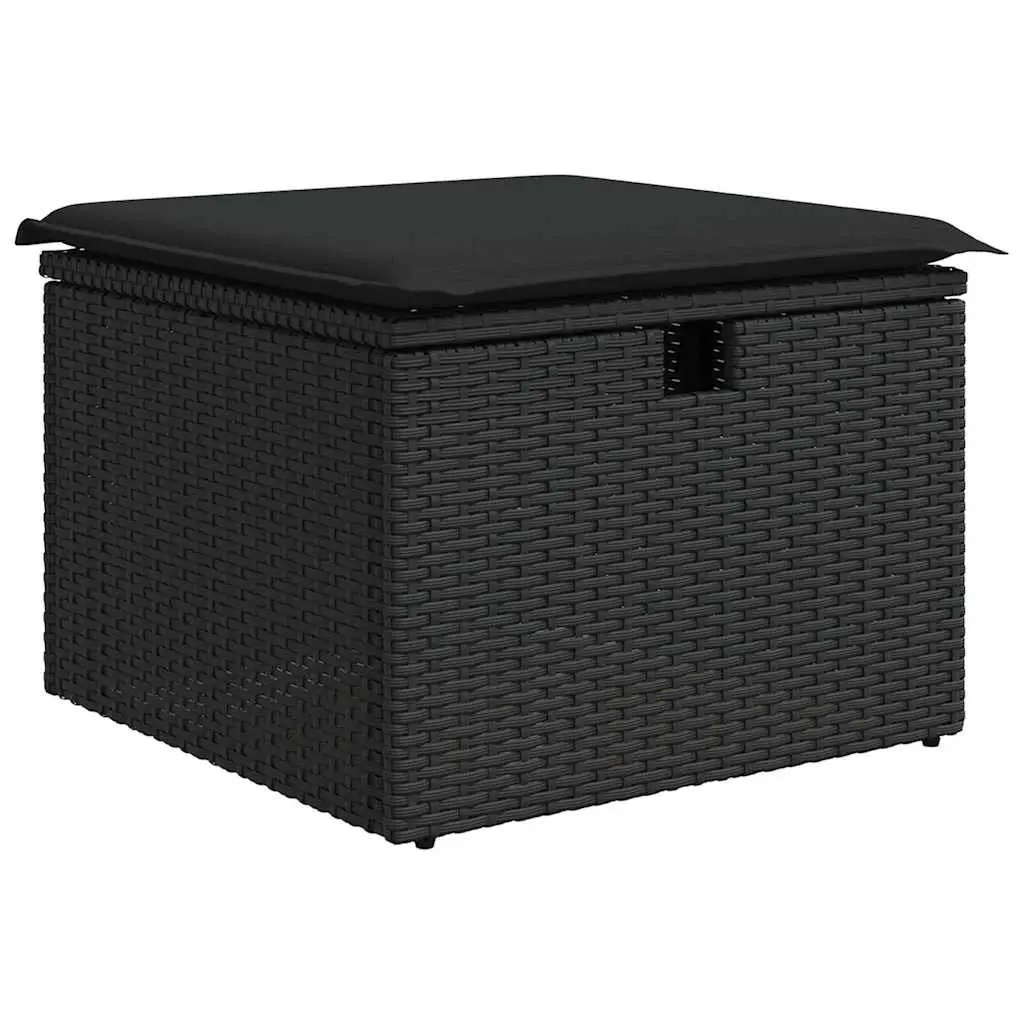 Modular Garden Sofa Set 6 Piece Outdoor Furniture Black Poly Rattan with
