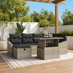 Outdoor Garden Sofa Set 7 Piece Modular Poly Rattan Lounge Furniture with