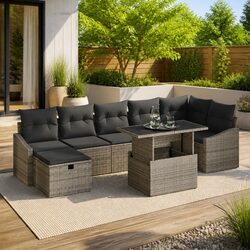 Modular Garden Sofa Set 8 pcs Outdoor Furniture Poly Rattan Seating with Storage