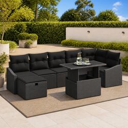 Modular Garden Sofa Set 8 Pieces Outdoor Furniture Rattan Patio Sectional with