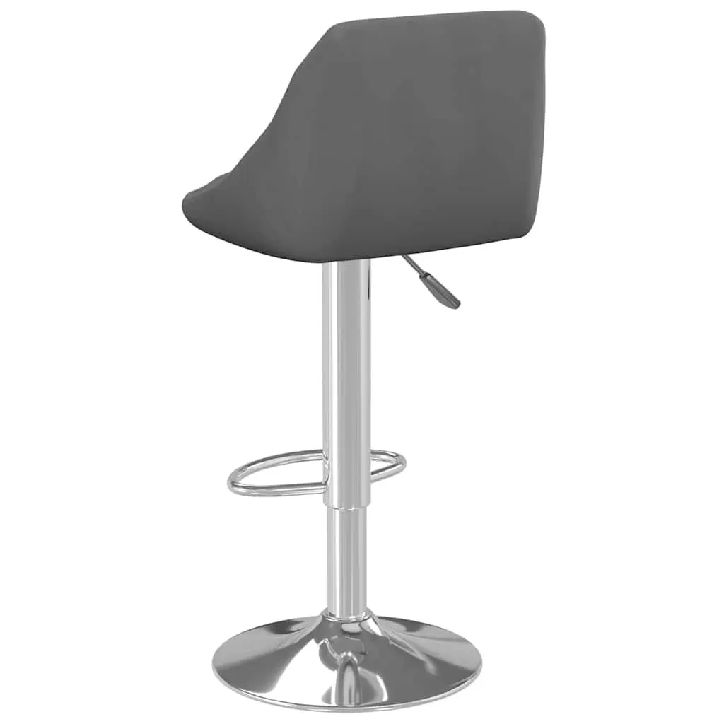Bar Stools Velvet Upholstered Adjustable Height 2 Piece Grey